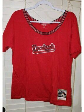 Womens XL St Louis Cardinals Red Shirt mitchell & ness cooperstown collection